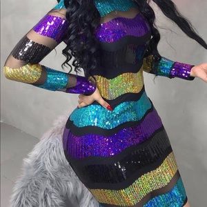 Sequins and sheer party dress